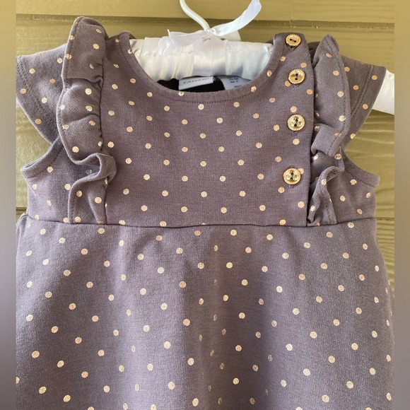 Tahari Girls Gray Gold Polka Dot Dress Size 3T - Picture 10 of 12